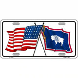 Wyoming Crossed US Flag License Plate 12" x 6" (LP)