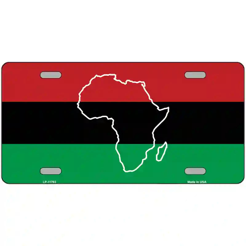 Africa Outline With Flag Novelty License Plate 12" x 6" (LP)