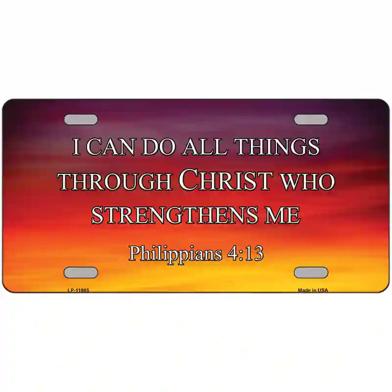 Philippians 4 13 Novelty Metal License Plate 12" x 6" (LP)