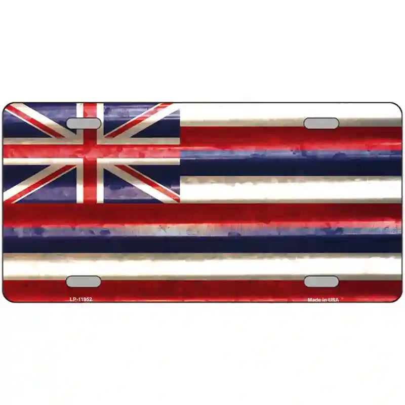 Hawaii Corrugated Flag Novelty License Plate 12" x 6" (LP)