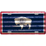 Wyoming Corrugated Flag Novelty License Plate 12" x 6" (LP)