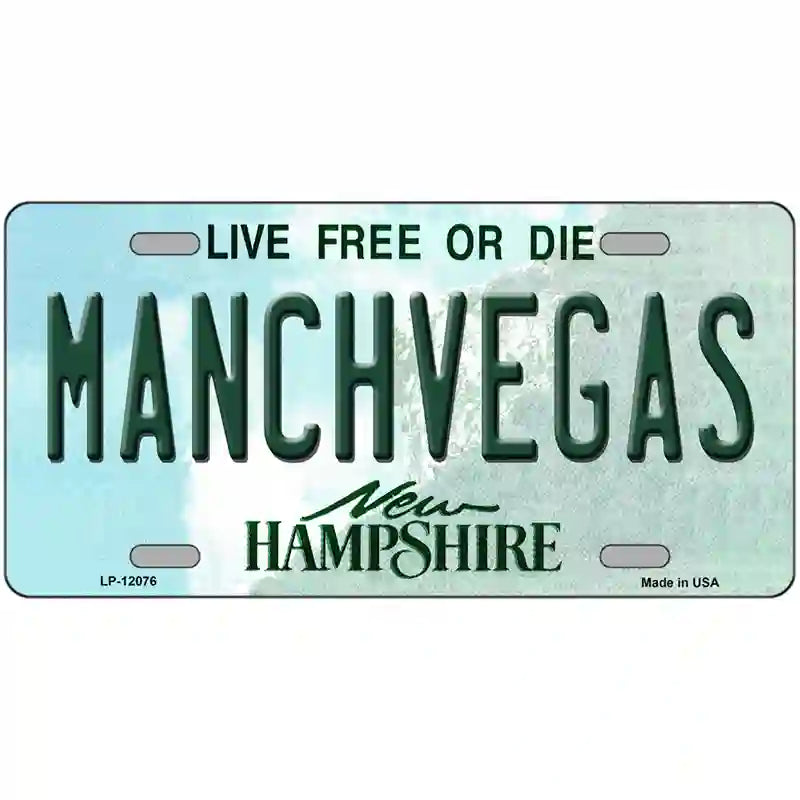 Manchvegas New Hampshire State Novelty Metal License Plate 12" x 6" (LP)