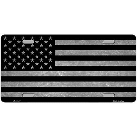 American Flag Black and Gray Novelty Metal License Plate 12" x 6" Automotive (LP)