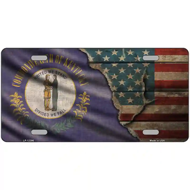 Kentucky/American Flag Metal License Plate | Smart Blonde