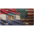 Missouri/American Flag Novelty Metal License Plate 12" x 6" (LP)