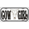 Cowgirl with Cow Skull Novelty Metal License Plate 12" x 6" (LP)