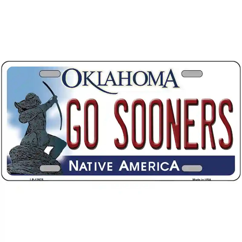 Go Sooners Novelty Metal License Plate 12" x 6" (LP)
