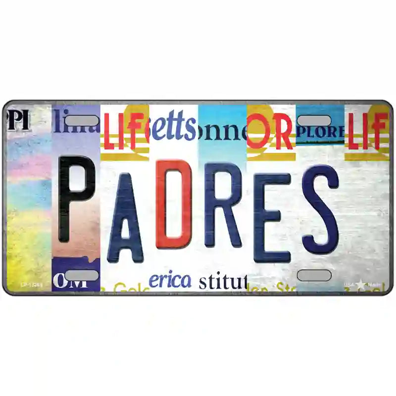 Padres Strip Art Novelty Metal License Plate Tag 12" x 6" (LP)