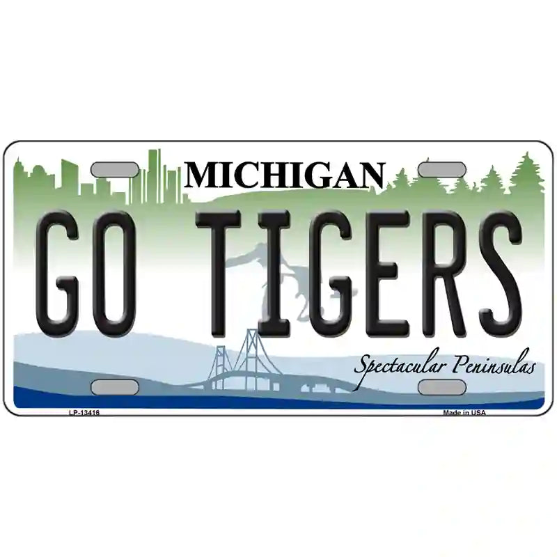 Go Tigers Novelty Metal License Plate Tag 12" x 6" (LP)