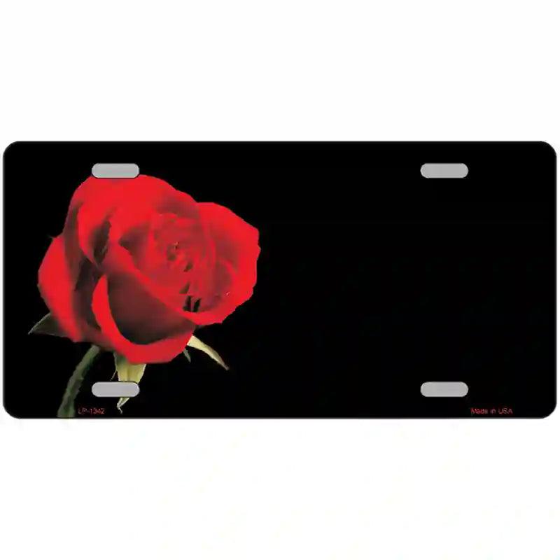 Rose Offset Novelty Metal License Plate 12" x 6" (LP)