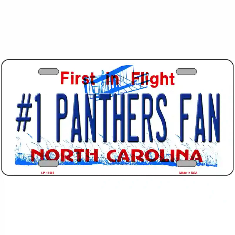 Number 1 Panthers Fan Football Novelty Metal License Plate Tag 12" x 6" (LP)
