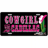 Cowgirl Cadillac Novelty Metal License Plate 12" x 6" (LP)