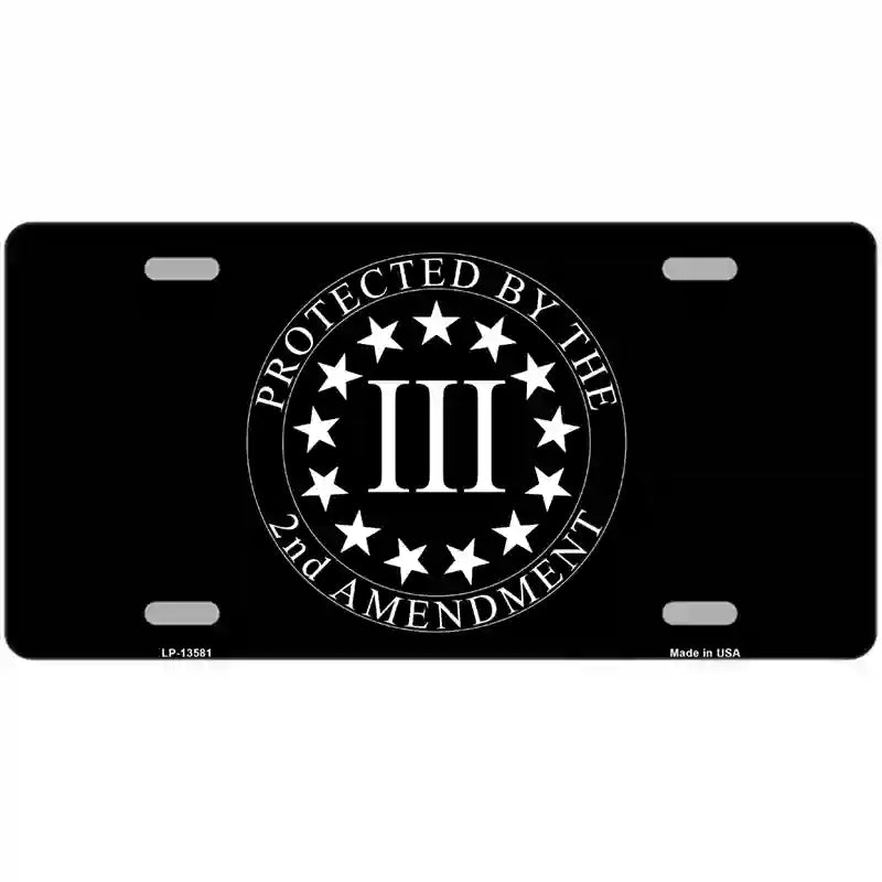 Protected by 2nd Amendment Novelty Metal License Plate Tag 12" x 6" (LP)