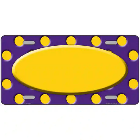Yellow Purple Polka Dot Center Oval Metal Novelty License Plate 12" x 6" Automotive (LP)