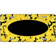 Yellow Black Camouflage With Black Center Oval Metal Novelty License Plate 12" x 6" (LP)