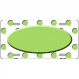 Lime Green White Polka Dot Center Oval Metal Novelty License Plate 12" x 6" (LP)