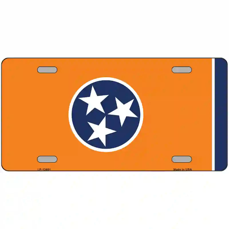 Tennessee Flag Orange Novelty Metal License Plate Tag 12" x 6" Automotive (LP)
