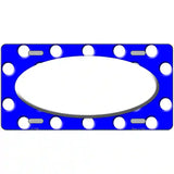 White Royal Blue Polka Dot Center Oval Metal Novelty License Plate 12" x 6" (LP)