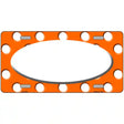 White Orange Polka Dots Center Oval Metal Novelty License Plate 12" x 6" (LP)