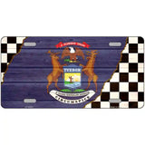 Michigan Racing Flag Novelty Metal License Plate Tag 12" x 6" (LP)