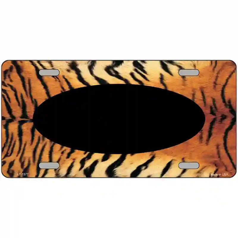 Tiger With Black Center Oval Metal Novelty License Plate 12" x 6" (LP)