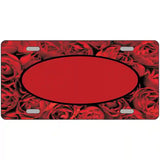 Red Roses With Red Center Oval Metal Novelty License Plate 12" x 6" (LP)