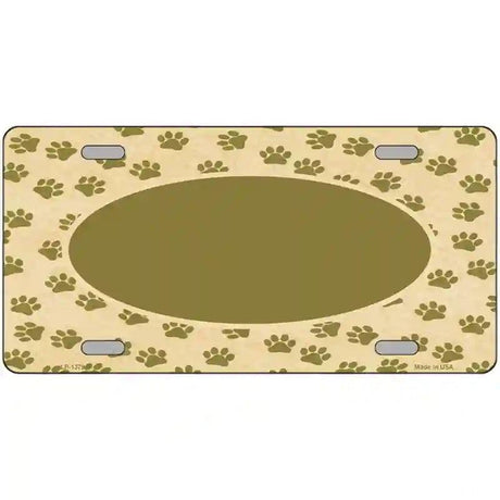 Paw With Center Oval Metal Novelty License Plate 12" x 6" (LP)
