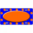 Orange Royal Blue Polka Dot Orange Center Oval Metal Novelty License Plate 12" x 6" Automotive (LP)