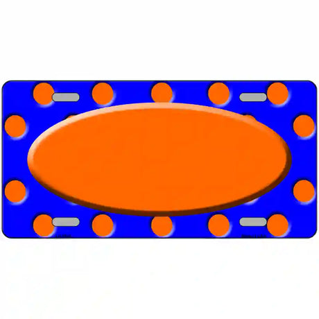 Orange Royal Blue Polka Dot Orange Center Oval Metal Novelty License Plate 12" x 6" Automotive (LP)