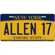 Allen 17 New York Novelty Metal License Plate Tag 12" x 6" Automotive (LP)