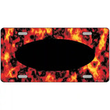 Fire Explosion With Black Center Oval Metal Novelty License Plate