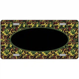 Green Camo Oval With Black Oval Center Metal Novelty License Plate 12" x 6" (LP)