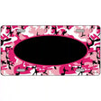 Pink Camo With Black Center Oval Metal Novelty License Plate 12" x 6" (LP)