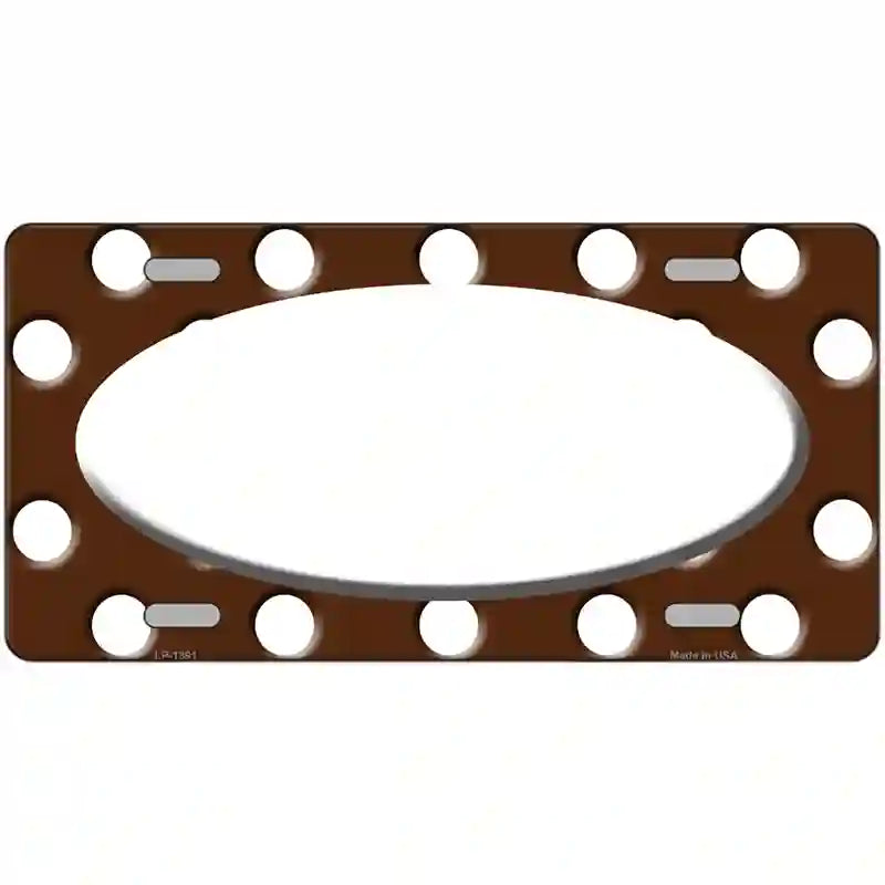 White Brown Polka Dot Center Oval Metal Novelty License Plate 12" x 6" (LP)