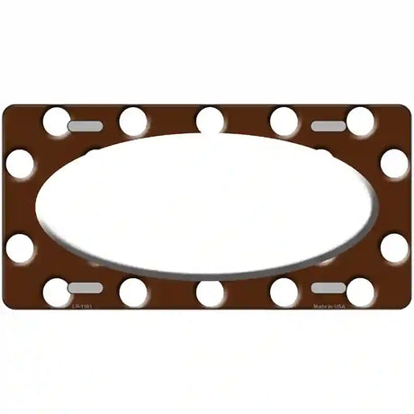 White Brown Polka Dot Center Oval Metal Novelty License Plate 12" x 6" (LP)