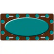 Teal Brown Polka Dot Center Oval Metal Novelty License Plate 12" x 6" Automotive (LP)
