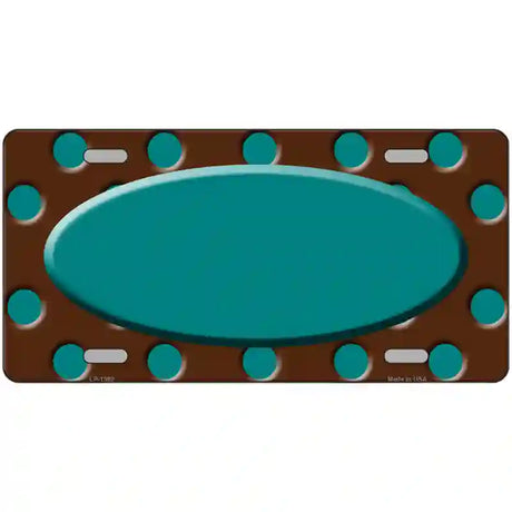 Teal Brown Polka Dot Center Oval Metal Novelty License Plate 12" x 6" Automotive (LP)