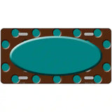 Teal Brown Polka Dot Center Oval Metal Novelty License Plate 12" x 6" (LP)