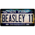 Beasley 11 New York Blue Novelty Metal License Plate Tag 12" x 6" Automotive (LP)