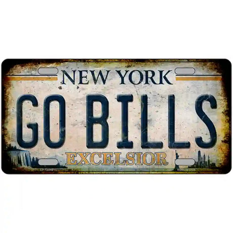 Go Bills New York White Novelty Metal License Plate Tag 12" x 6" (LP)
