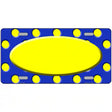 Yellow Royal Blue Polka Dot Center Oval Metal Novelty License Plate 12" x 6" Automotive (LP)