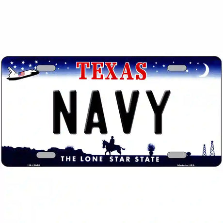 Texas Navy Novelty Metal License Plate Tag 12" x 6" (LP)