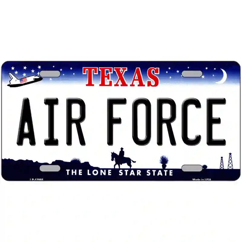 Texas Air Force Novelty Metal License Plate Tag 12" x 6" Automotive (LP)