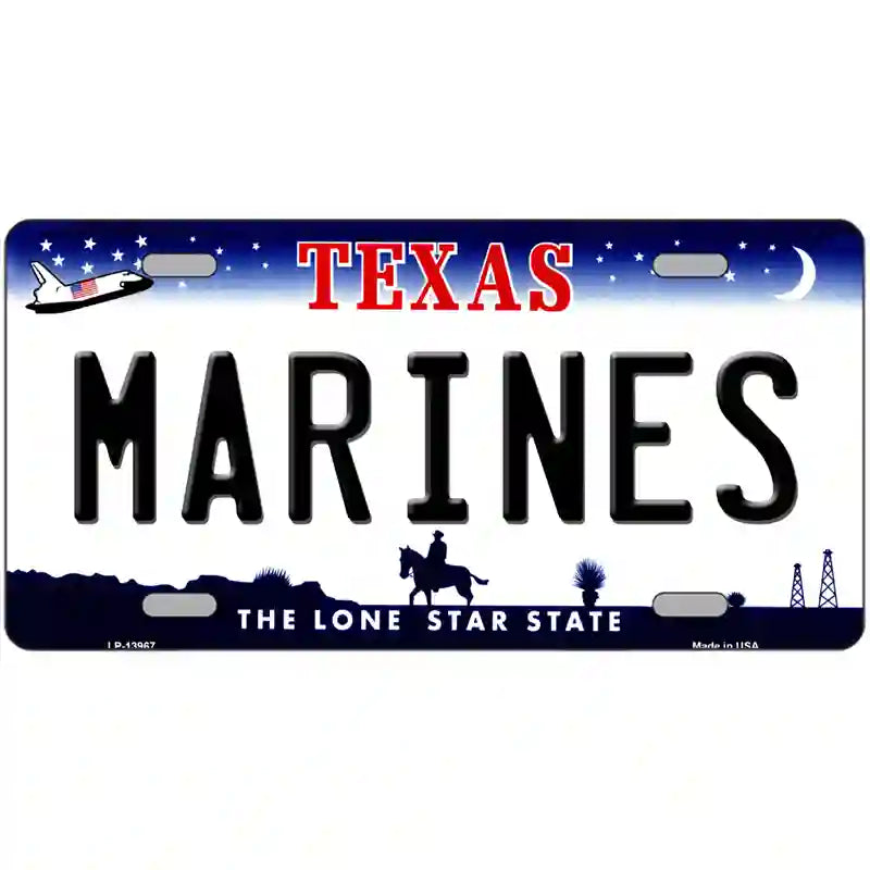 Texas Marines Novelty Metal License Plate Tag 12" x 6" (LP)