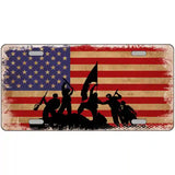 Grunge American Flag with Soldiers Novelty Metal License Plate Tag 12" x 6" (LP)