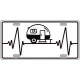Camping Heart Beat Novelty Metal License Plate Tag 12" x 6" (LP)