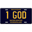 1 God Michigan Blue Novelty License Plate 12" x 6" (LP)