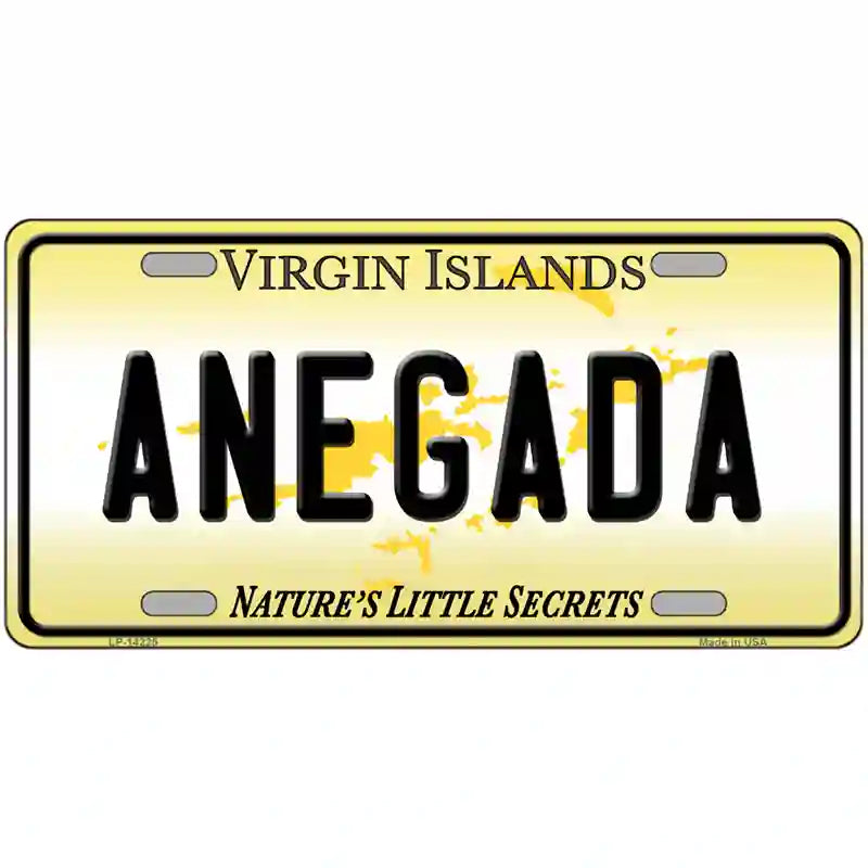 Virgin Islands Anegada Novelty Metal License Plate 12" x 6" Automotive (LP)
