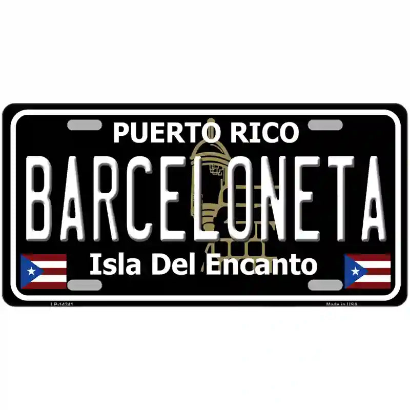 Barceloneta Puerto Rico Black Novelty Metal License Plate 12" x 6" (LP)