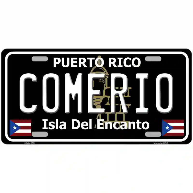 Comerio Puerto Rico Black Novelty Metal License Plate 12" x 6" (LP)